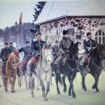 Hämeen eskadroona ratsastaa Pälkäneellä talvisodan päättymisen muistopäivänä